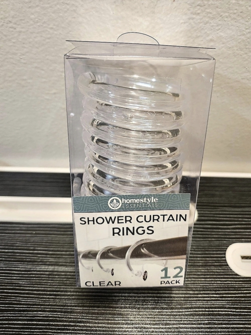 homestyle essentials Shower Curtain Rings Clear 12 Pack NWT
